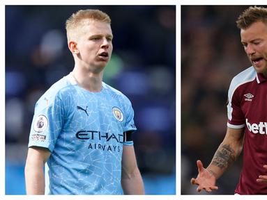 Di tengah serangan militer Rusia terhadap Ukraina, dua pesepak bola asal Ukraina yang tengah merantau di Eropa Andriy Yarmolenko dan Oleksandr Zinchenko mengutuk keras serangan tersebut. Setidaknya ada 6 pemain Ukraina yang kini merantau di klub top Eropa. (Kolase AFP)