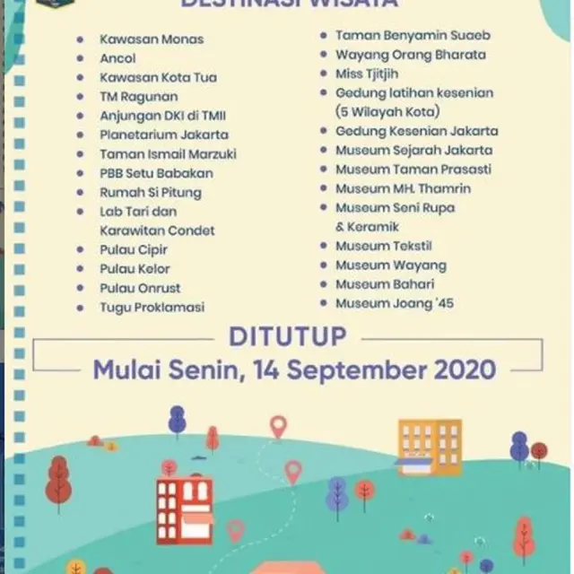 DKI Jakarta Kembali Terapkan PSBB, 27 Tempat Wisata Tutup Sementara