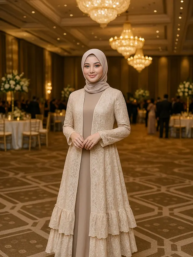 Model Kardigan Brokat untuk Kondangan