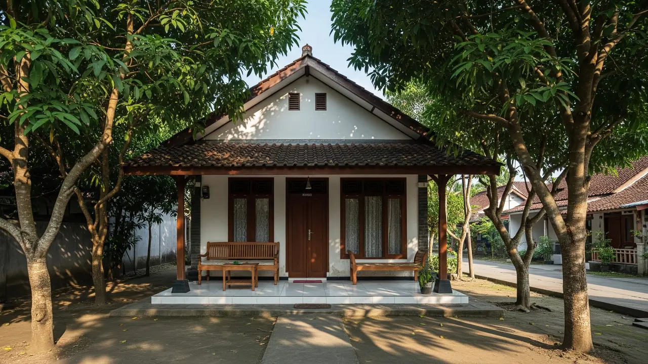 9 Desain Rumah Tipe 36 di Desa dengan Pohon Rindang, Hunian Nyaman dan Asri