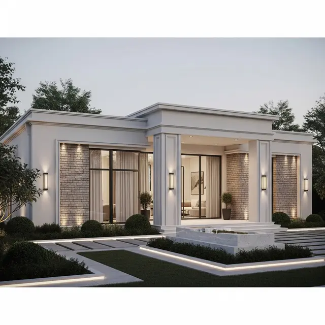 Contoh Rumah 1 Lantai Desain Klasik Modern (AI)