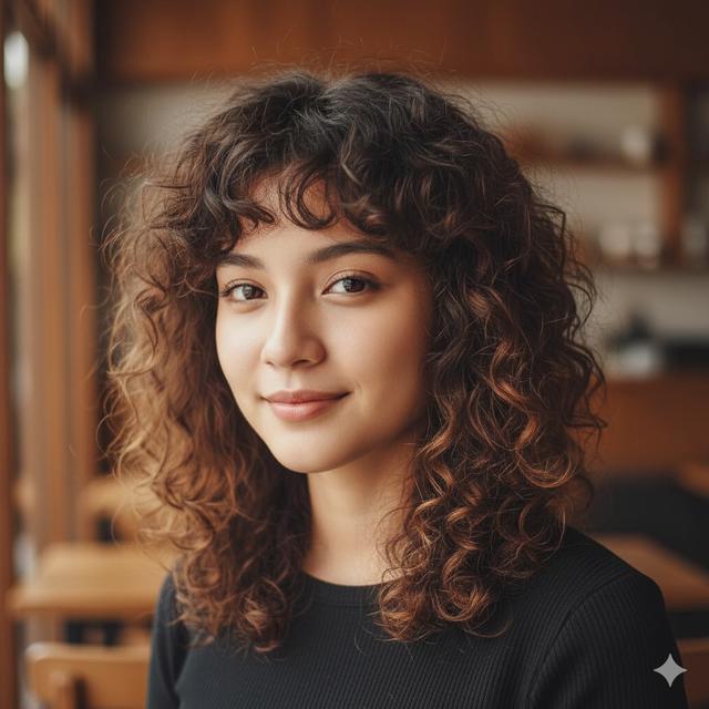 10 Model Rambut Sebahu Ikal Natural untuk Wajah Bulat, Tampil Lebih Tirus