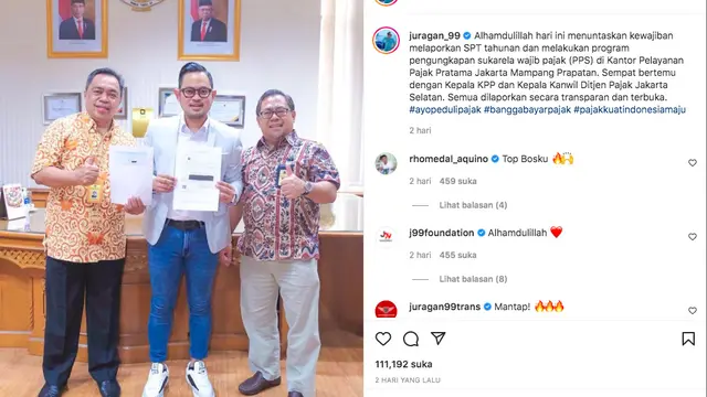 Juragan 99 Langsung Pamer Lapor Pajak Usai Viral Twit Stafsus Menteri Keuangan RI