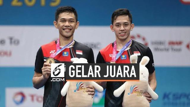 Pasangan ganda putra Indonesia, Fajar Alfian/ Muhammad Rian Ardianto meraih gelar juara Korea Open 2019. Mereka sukses mengalahkan pasangan Jepang, Takeshi Kamura/Keigo Sonoda.