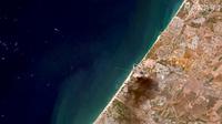Gambar satelit yang dirilis oleh Maxar Technologies ini menunjukkan gambaran umum tentang Israel Selatan dan Kota Gaza pada 12 Mei 2021. Israel menggempur Gaza dan mengerahkan pasukan ke perbatasan Palestina menyusul konflik yang terus berlanjut.(Handout/Satellite image ©2021 Maxar Technologies/AFP)