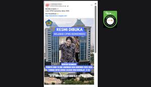 Tangkapan layar klaim pendaftaran CPNS Kemenkeu pada 2026 yang beredar di Facebook. Benarkah? cek penelusuran Cek Fakta Liputan6.com