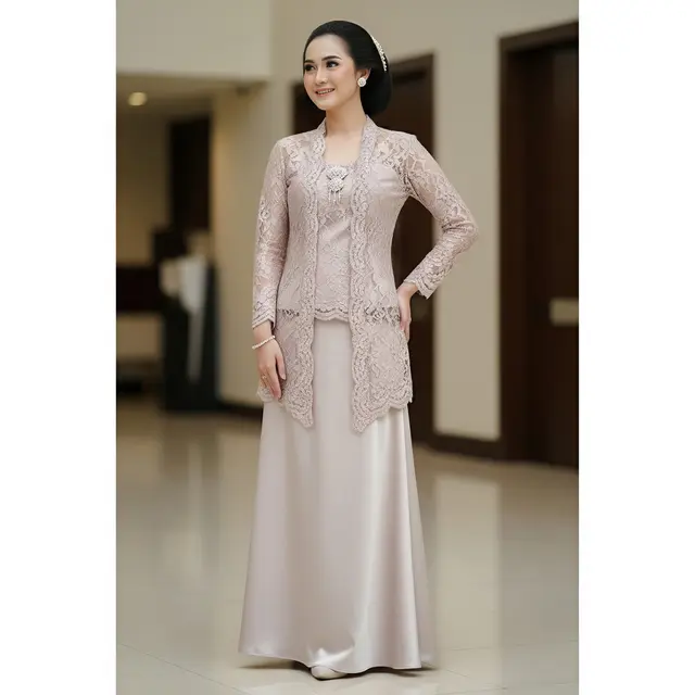 9 Model Kebaya Brokat Kombinasi Satin Modern, Tampil Elegan Setiap Acara