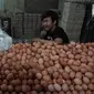 Pedagang telur menunggu pembeli di Pasar Kebayoran Lama, Jakarta, Kamis (3/1). Badan Pusat Statistik (BPS) mengumumkan inflasi bulanan pada Desember sebesar 0,62% sehingga inflasi tahunan mencapai 3,13% pada 2018. (Liputan6.com/Herman Zakharia)