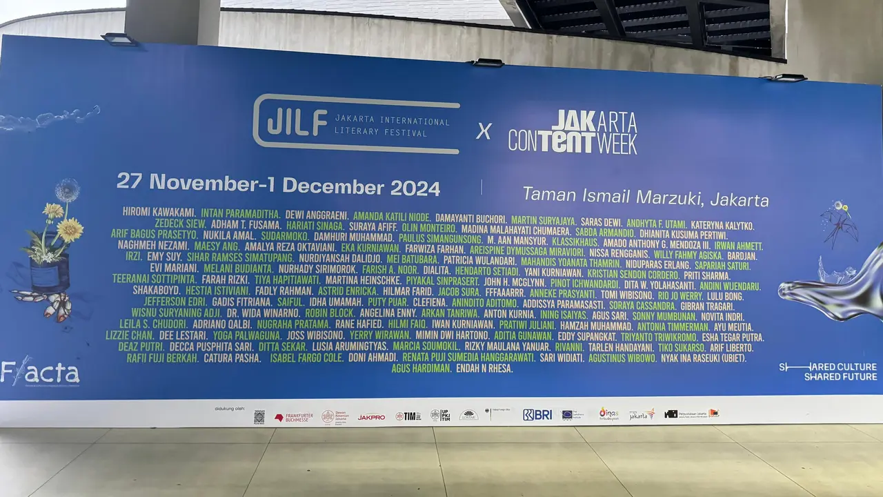 Jakarta International Literary Festival (JILF) berlangsung sejak 27 November sampai 1 Desember di Taman Ismail Marzuki (TIM) Cikini, Jakarta Pusat (Liputan6.com/Hisham Adyatma)