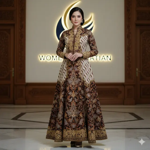 7 Inspirasi Gamis Batik Motif Parang untuk Seragam Organisasi Wanita Resmi, Tampilan Elegan dan Berwibawa