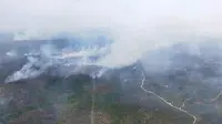 Kabut asap dari kebakaran lahan terpantau oleh patroli udara Satgas Karhutla Riau. (Liputan6.com/M Syukur)