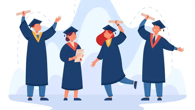 Ilustrasi wisuda, kelulusan, lulus
