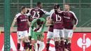 Berkat kemenangan ini West Ham berhasil memuncaki grup H dengan mengoleksi 13 poin dari empat kemenangan dan sekali imbang. Anak asuh David Moyes itu berhak lolos ke babak 16 besar Liga Europa. (AP/Lisa Leutner)