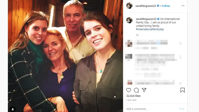 Putri Beatrice, Putri Eugenie, Sarah Ferguson, dan Pangeran Andrew