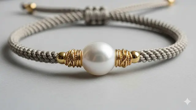 Gelang Tali Emas dengan Mutiara