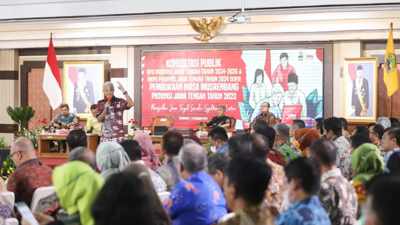 Gubernur Jawa Tengah Ganjar Pranowo saat membuka masa Musyawarah Perencanaan Pembangunan (Musrenbang) Jateng di Gedung Gradhika Bhakti Praja, Semarang, Jateng. (Istimewa)