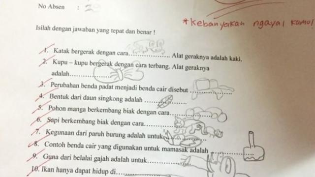 6 Jawaban Absurd Murid Pakai Gambar Ini Sulit Dipahami Guru, Kocak