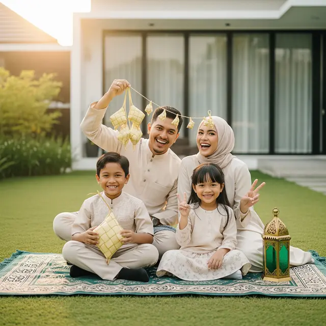 Ide Pose Foto Keluarga Outdoor Saat Lebaran (Gemini AI)
