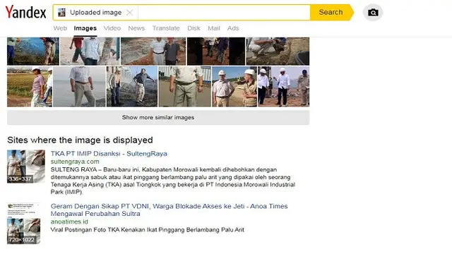 Gambar Tangkapan Layar Penelusuran dengan Yandex