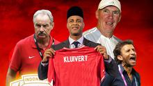 Timnas Indonesia - Alfred Riedl, Luis Milla, Patrick Kluivert, Peter White (Bola.com/Adreanus Titus)