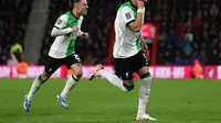 Striker Liverpool Darwin Nunez merayakan gol ke gawang Bournemouth pada 16 besar Carabao Cup (AFP)
