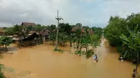 Banjir akibat meluapnya sungai Cisanggarung meredam ribuan rumah di kawasan Cirebon Timur (Liputan6.com / Panji Prayitno)