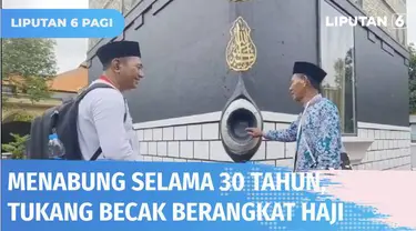 Seorang tukang becak asal Sampang, Madura, rela menabung sejak puluhan tahun demi bisa berangkat haji. Mimpinya berangkat ke Tanah Suci akhirnya terwujud tahun ini meski tak didampingi sang istri yang meninggal tahun 2019.