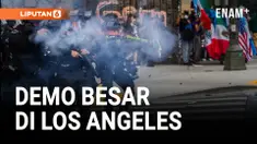 Kacau! Polisi Kuda dan Gas Air Mata Dikerahkan untuk Bubarkan Demo Besar di Los Angeles