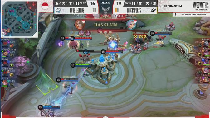 Evos Legends takluk dari Onic Esports dalam pertandingan MPL ID S9 4 Maret 2022. (Doc: MPL ID)