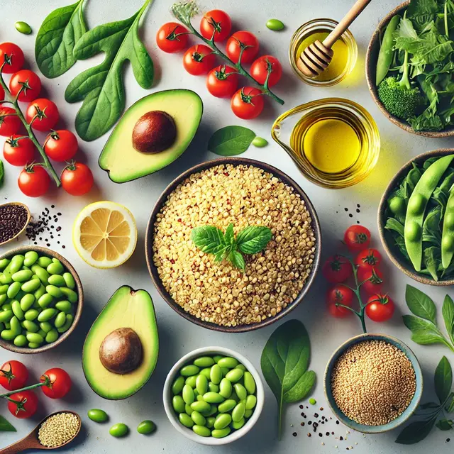 Bahan-Bahan Salad Quinoa dengan Alpukat dan Edamame