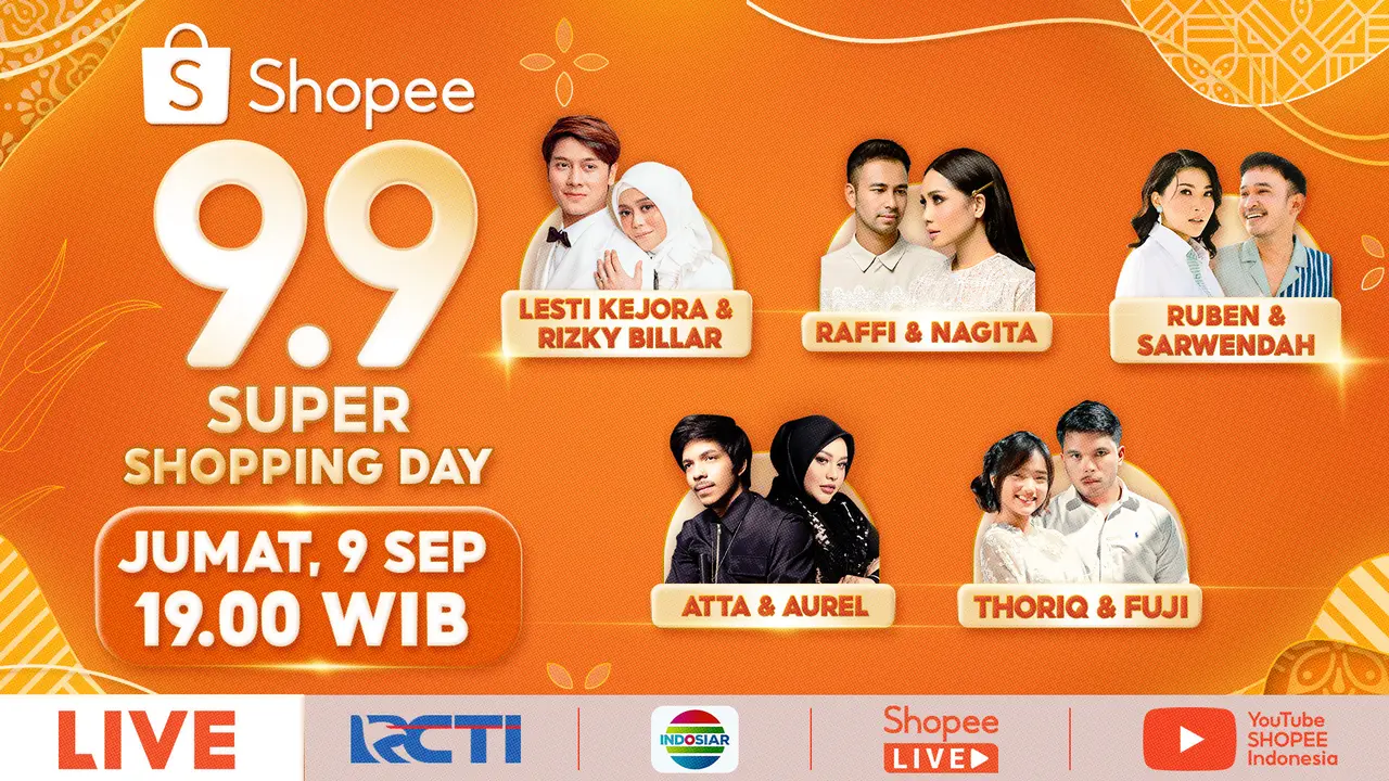 5 Pasangan Artis Kesayangan Netizen Siap Bikin Baper di Shopee 9.9 Super Shopping Day TV Show