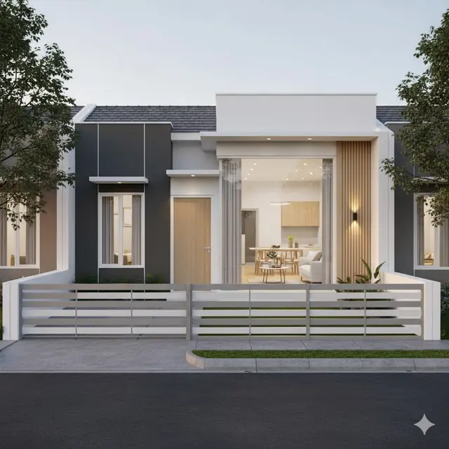 Model Rumah Kecil tapi Luas dengan Pagar Lisplang (Foto: Gemini AI)