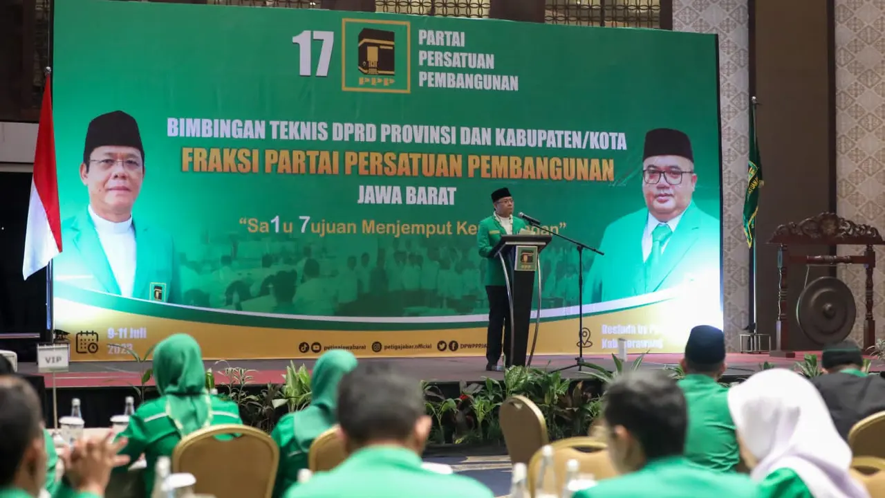 Plt Ketua Umum Partai Persatuan Pembangunan (PPP) Muhamad Mardiono membuka kegiatan bimbingan teknis (bimtek) DPRD Provinsi dan Kabupaten/Kota Dewan Pimpinan Wilayah (DPW) Jawa Barat. (Istimewa)