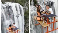 Bagikan video makan di atas air terjun yang deras, pasangan ini habiskan biaya fantastis sekitar 76 juta rupiah. Sumber: nypost