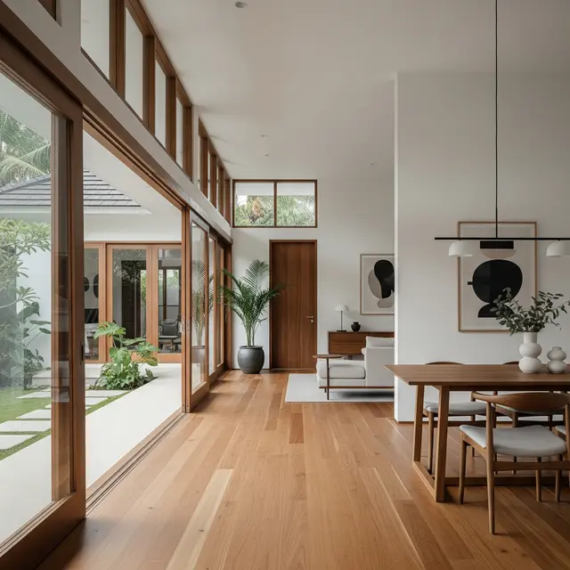 Rumah Sederhana Tapi Mewah dengan Interior Nuansa Kayu Alami