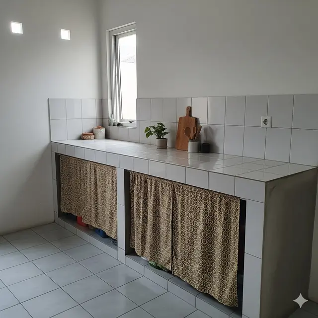 Dapur dengan Meja Cor Keramik