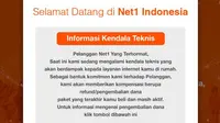 PT Sampoerna Telekomunikasi Indonesia (STI) melalui layanan internet dengan merek Net1 mengumumkan telah menyetop layanannya untuk sementara. Dok: tangkapan layar dari situs web net1.co.id