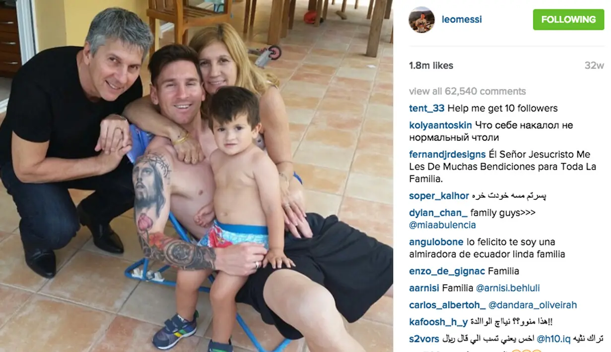 Bintang Barcelona, Lionel Messi memiliki 34,4 juta Followers di Instagram miliknya, Messi baru saja meraih gelar pemain terbaik 2015 dan telah mengoleksi 5 Ballon d'Or. (Photo/Instagram)