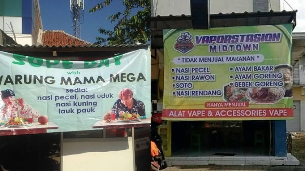 6 Spanduk Nyeleneh Jualan Nasi Pecel Ini Bikin Pembeli Geleng Kepala