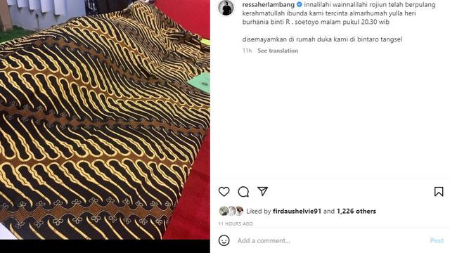 Ressa Herlambang (Foto: Instagram/@ressaherlambang)