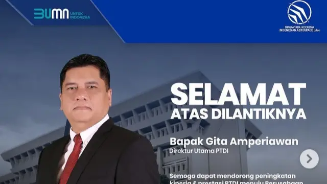 Gita Amperiawan, Dirut baru PT Dirgantara Indonesia (Persero) atau PTDI