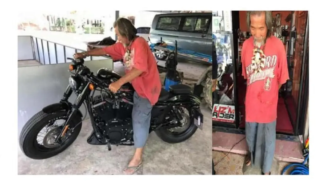 Kakek Lusuh Beli Harley-Davidson