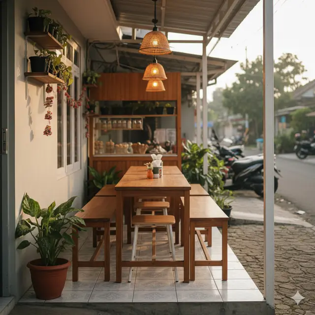 Desain Warung Makan Outdoor Lahan Sempit