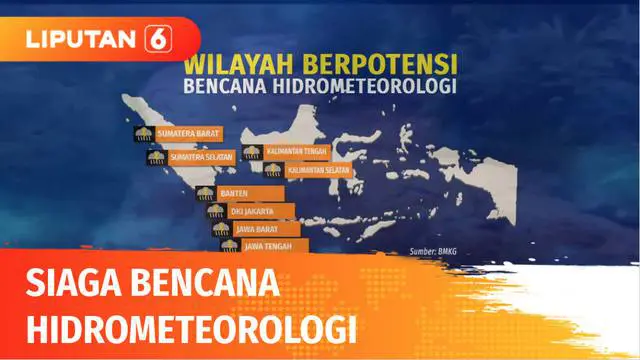 Badan Meteorologi Klimatologi dan Geofisika (BMKG) menetapkan sejumlah wilayah di Indonesia berstatus siaga bencana hidrometeorologi, seperti banjir dan tanah longsor. Masyarakat diimbau selalu waspada akan potensi bencana di daerah mereka.