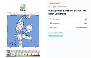 Gempa Hari Ini: Magnitudo 3,5 Getarkan Halmahera Timur