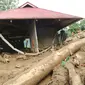 Material banjir menutupi perumahan penduduk dan jalan di Kabupaten Solok Selatan. (Liputan6.com/ humas Humas Pemkab Solok Selatan)