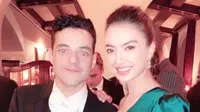 Raline Shah cantik pakai gaun hijau saat foto bareng Rami Malek di ajang Golden Globes 2019 (Dok.Instagram/@ralineshah/https://www.instagram.com/p/BsVHLjTgbSc/Komarudin)