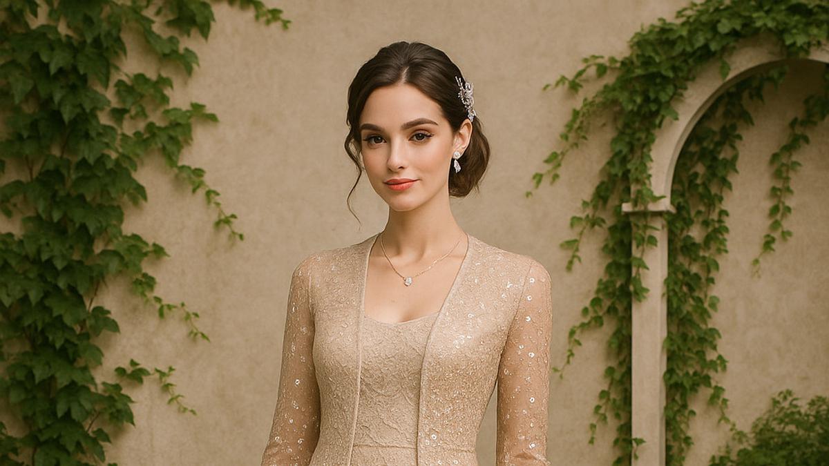 7 Model Long Dress Brokat Slim Fit dengan Outer Belah Tengah, Cocok untuk Berbagai Acara