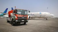 Uji ground test dan uji terbang SAF pada pesawat komersial berjenis Boeing 737-800 NG dengan nomor registrasi PK-GFX milik maskapai Garuda Indonesia yang dilakukan pada Rabu (10/10/2023). (Foto: Istimewa)