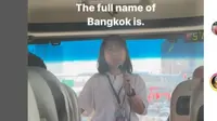 Pemandu Wisata Ucapkan Nama Asli Bangkok Sebanyak 168 Huruf dalam Sekali Tarikan Napas.&nbsp; foto: Instagram @sheswow